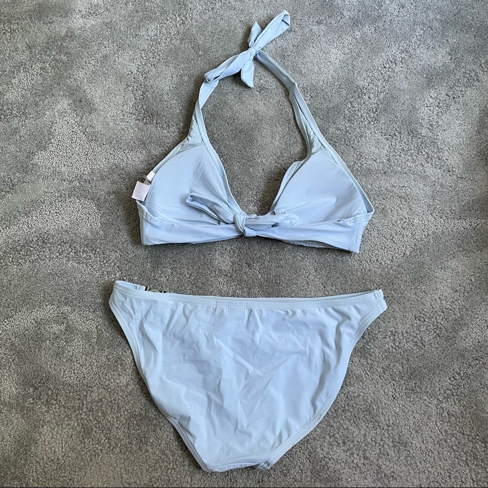 TORY BURCH Spring Blue Miller Halter Bikini Halter Top Hipster Bottom Swimsuit - Picture 4 of 10